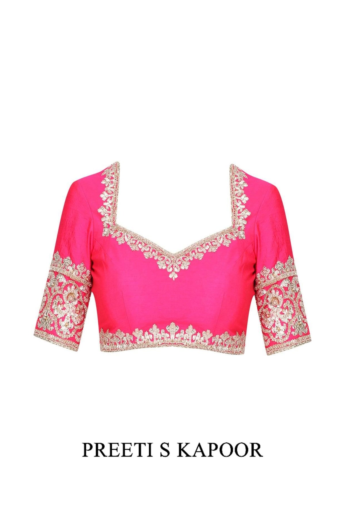 Fuchsia Gota Patti Embellished Saree - Preeti s kapoor