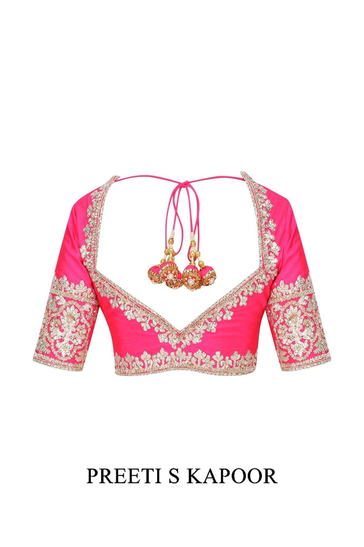 Fuchsia Gota Patti Embellished Saree - Preeti s kapoor