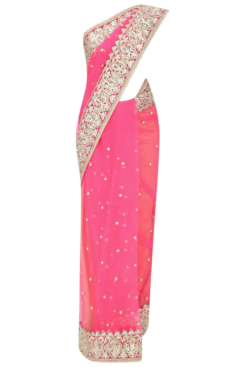 Fuchsia Gota Patti Embellished Saree - Preeti s kapoor