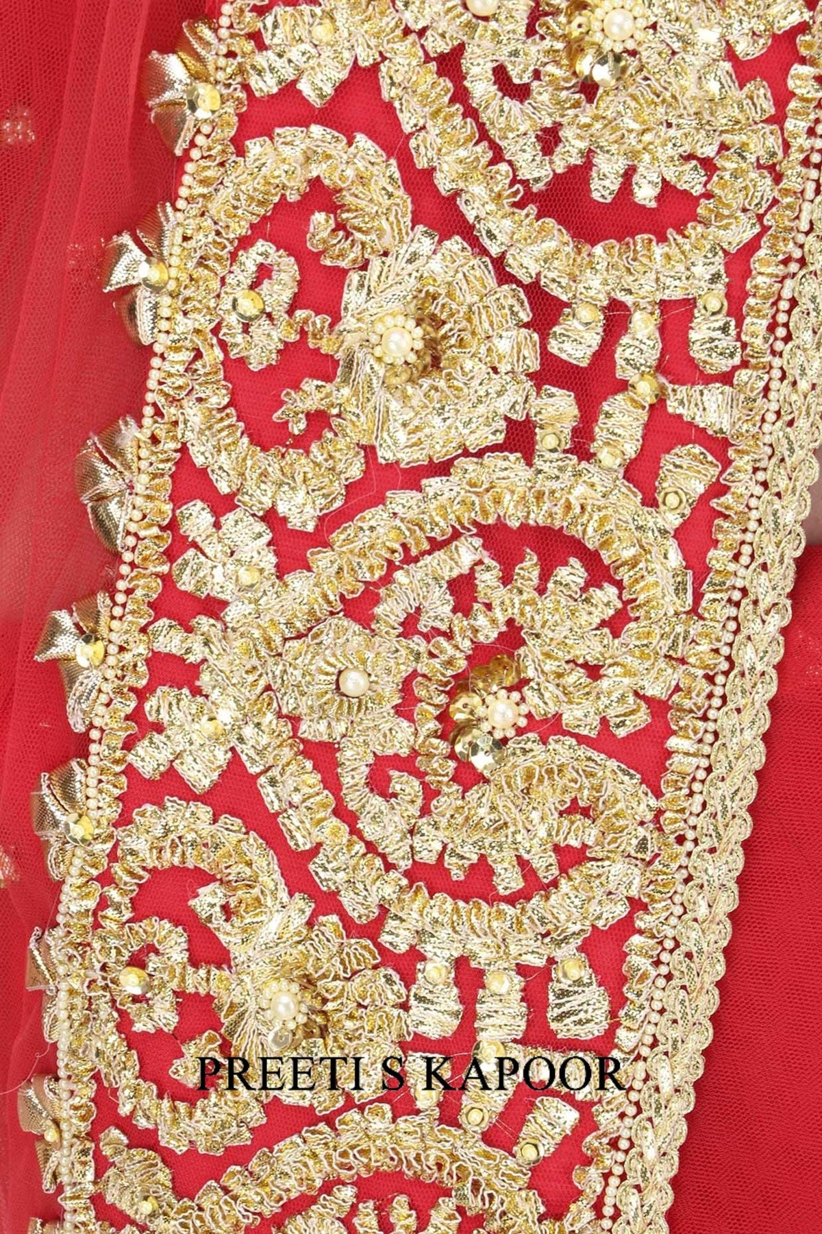 Red Gota Patti Embellished Saree - Preeti s kapoor
