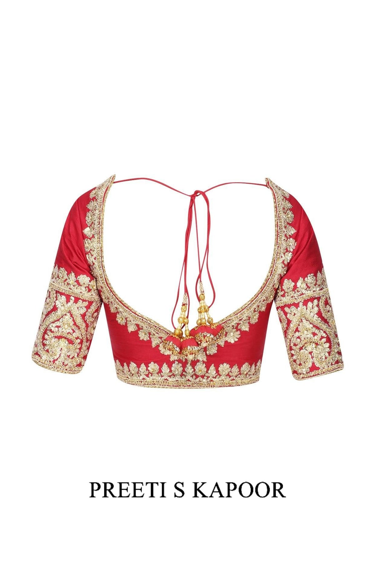 Red Gota Patti Embellished Saree - Preeti s kapoor