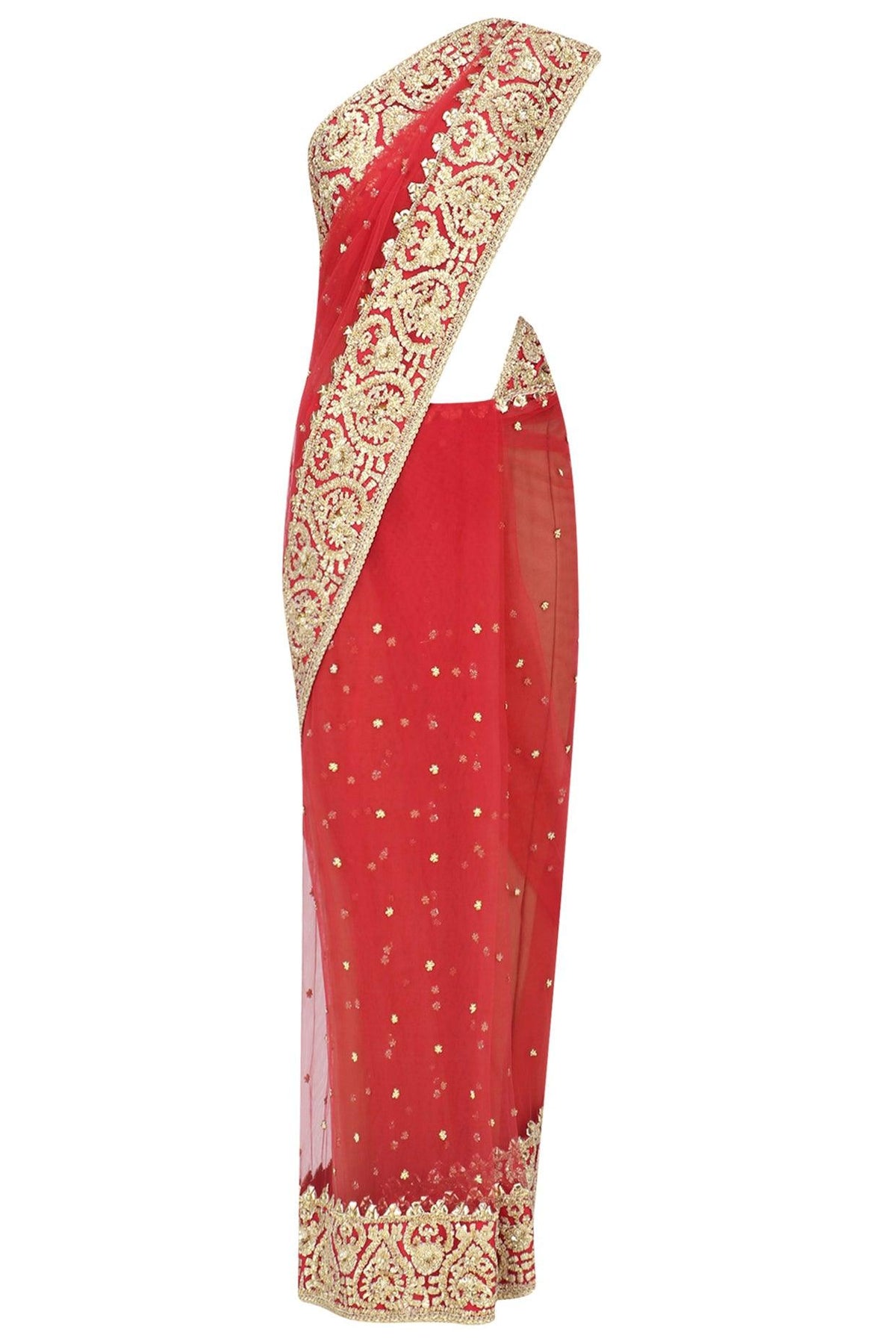 Red Gota Patti Embellished Saree - Preeti s kapoor