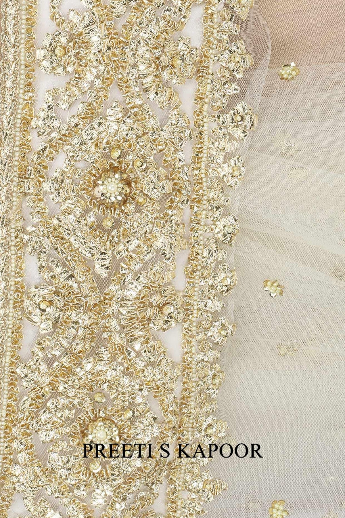 Off White Gota Patti Embellished Saree - Preeti s kapoor