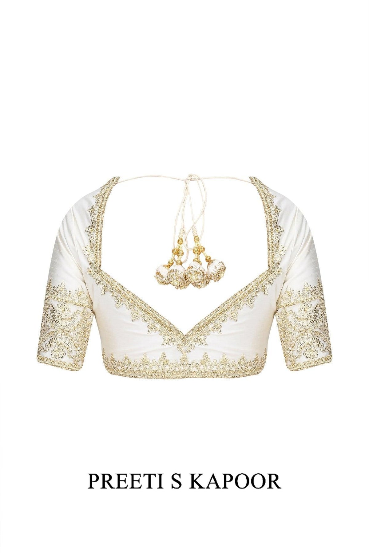 Off White Gota Patti Embellished Saree - Preeti s kapoor