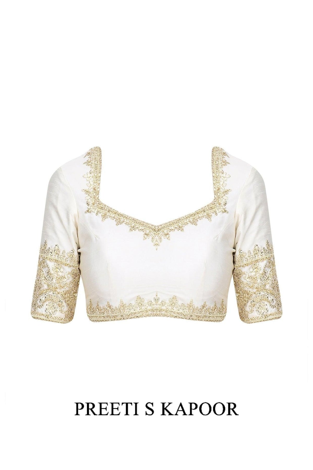 Off White Gota Patti Embellished Saree - Preeti s kapoor