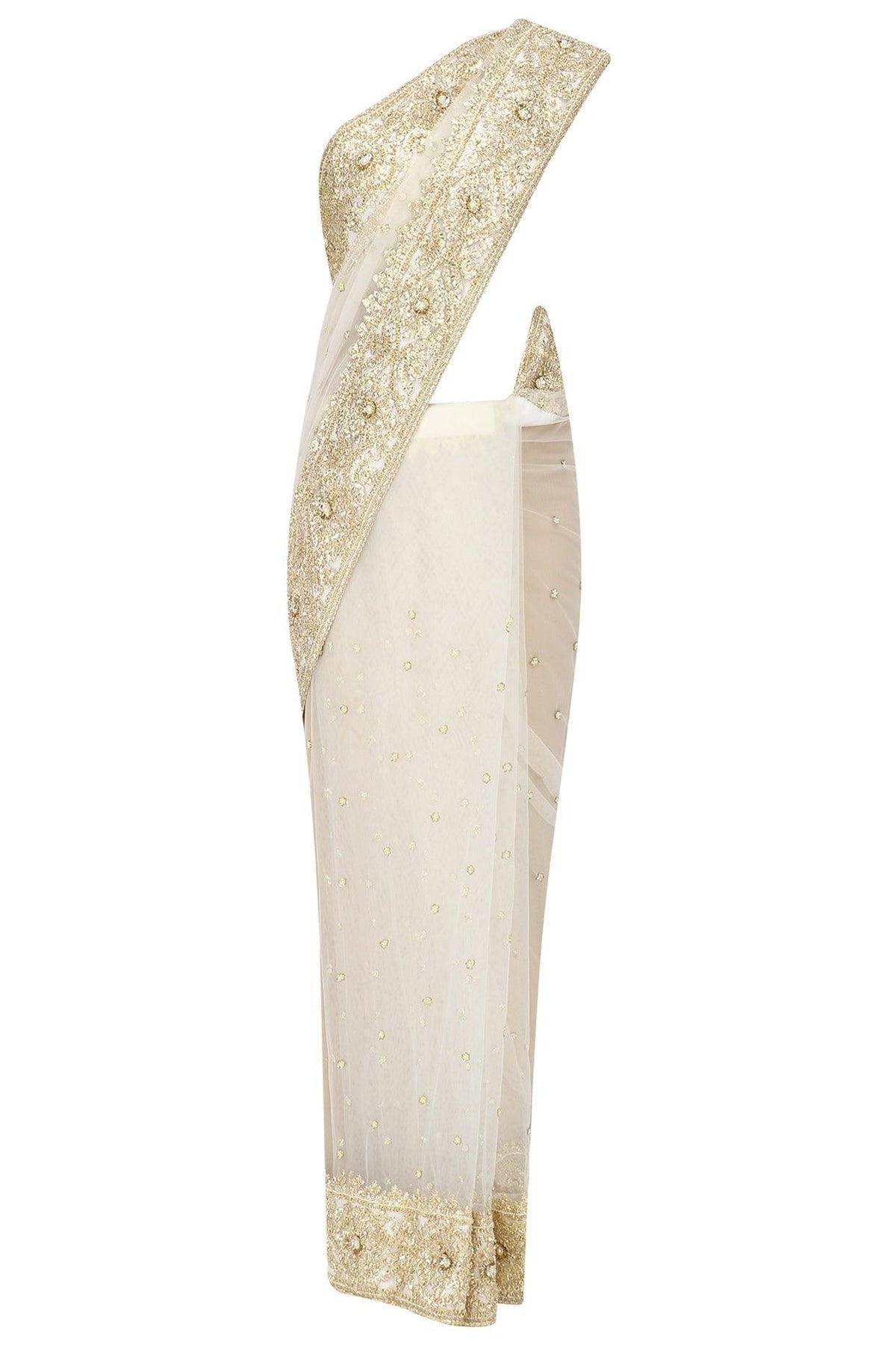Off White Gota Patti Embellished Saree - Preeti s kapoor