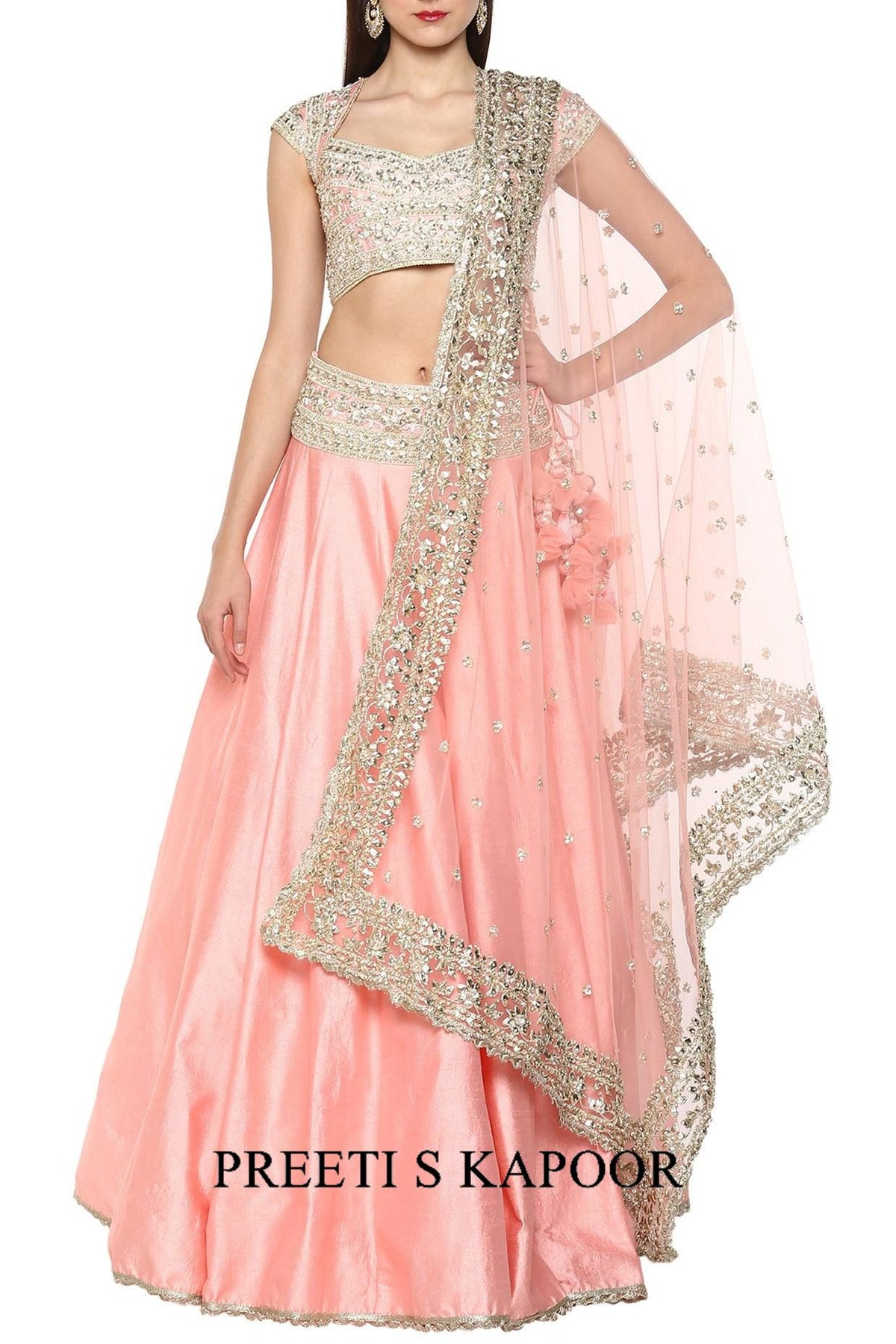 Blush Pink Handcrafted Embroidered Lehenga Set - Preeti s kapoor