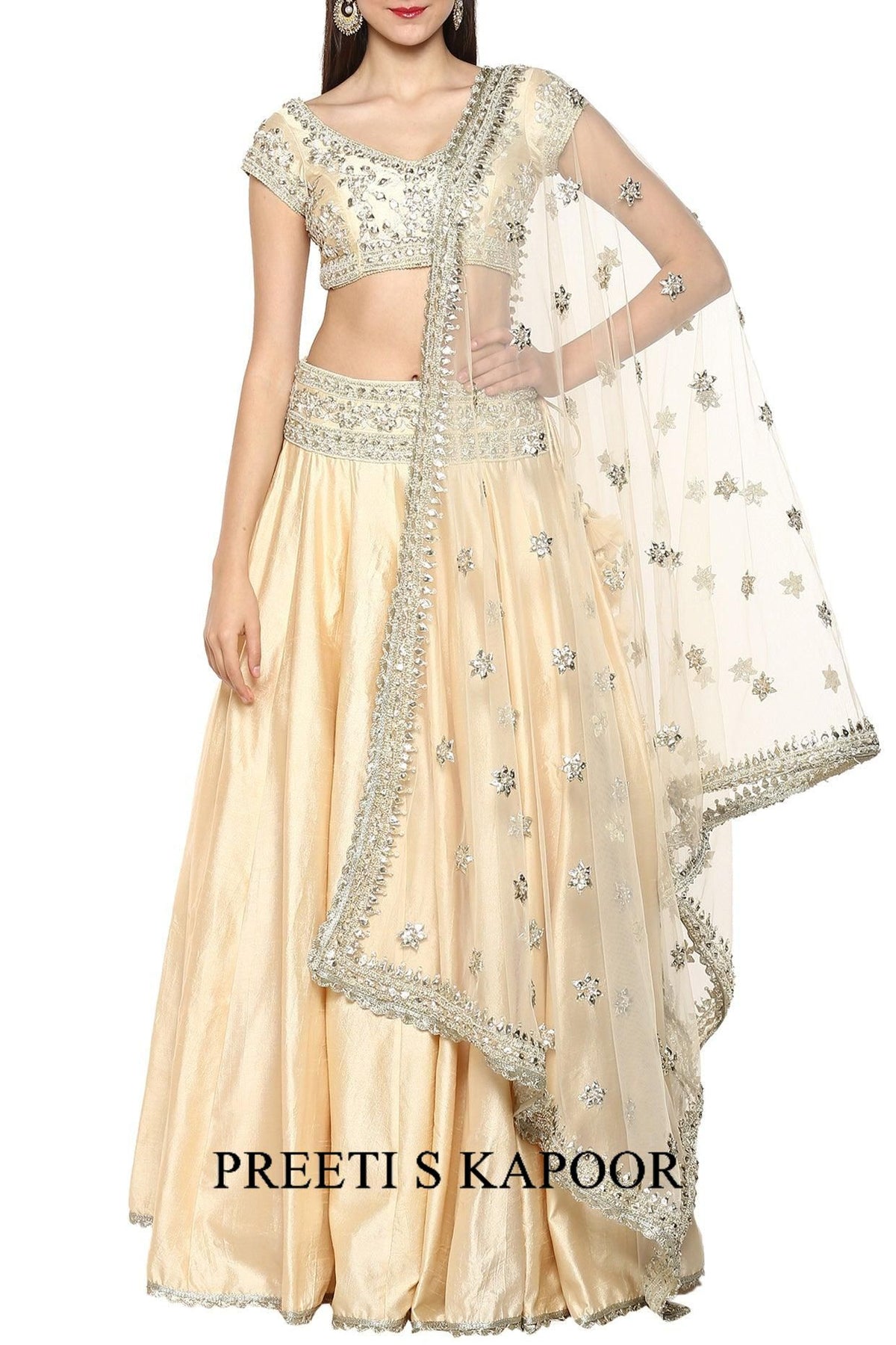 Beige Handcrafted Embroidered Lehenga Set - Preeti s kapoor