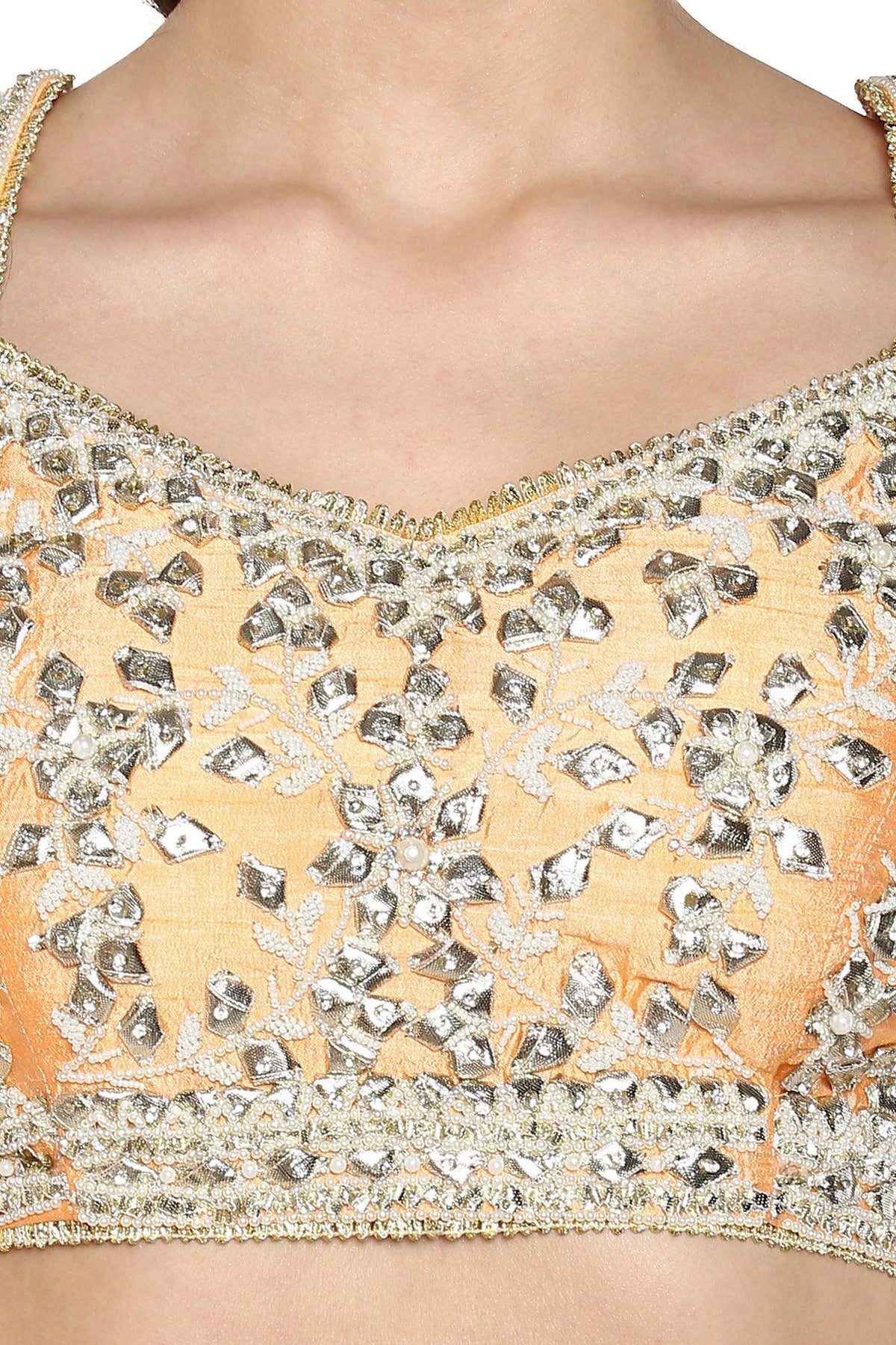 Peach Handcrafted Embroidered Lehenga Set - Preeti s kapoor