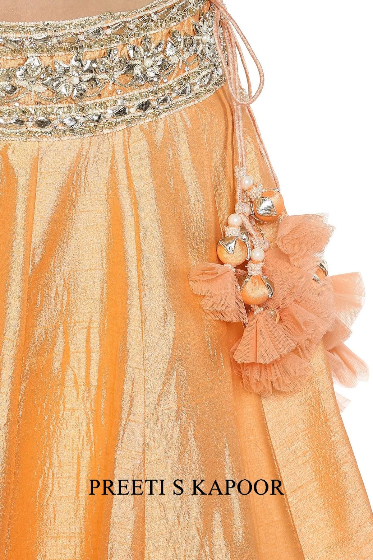 Peach Handcrafted Embroidered Lehenga Set - Preeti s kapoor