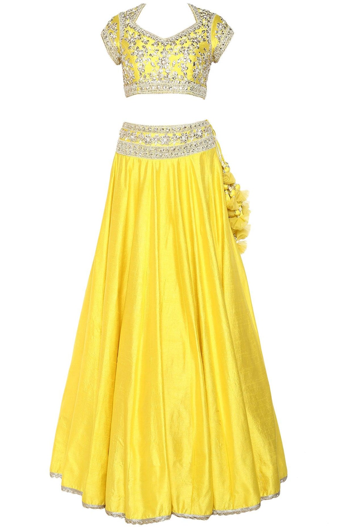 Bright Yellow Handcrafted Embroidered Lehenga Set - Preeti s kapoor