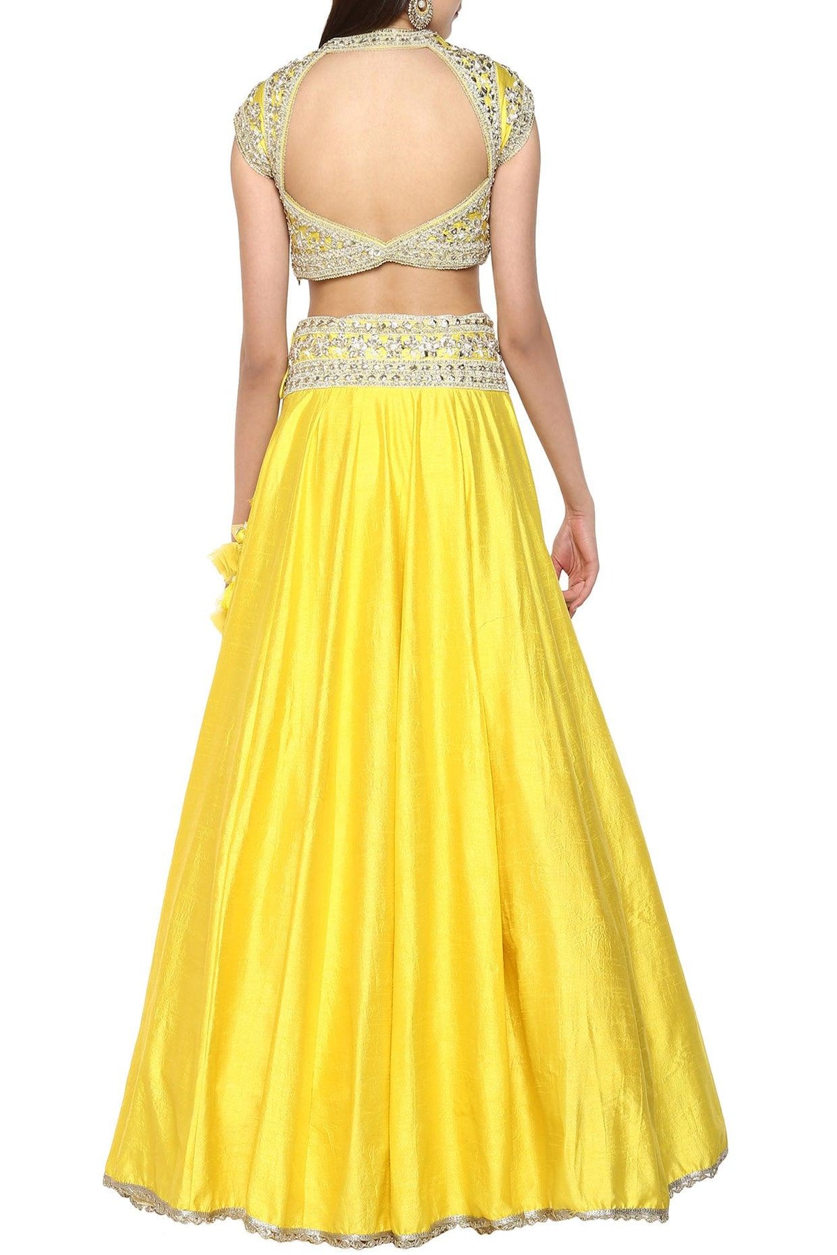 Bright Yellow Handcrafted Embroidered Lehenga Set - Preeti s kapoor