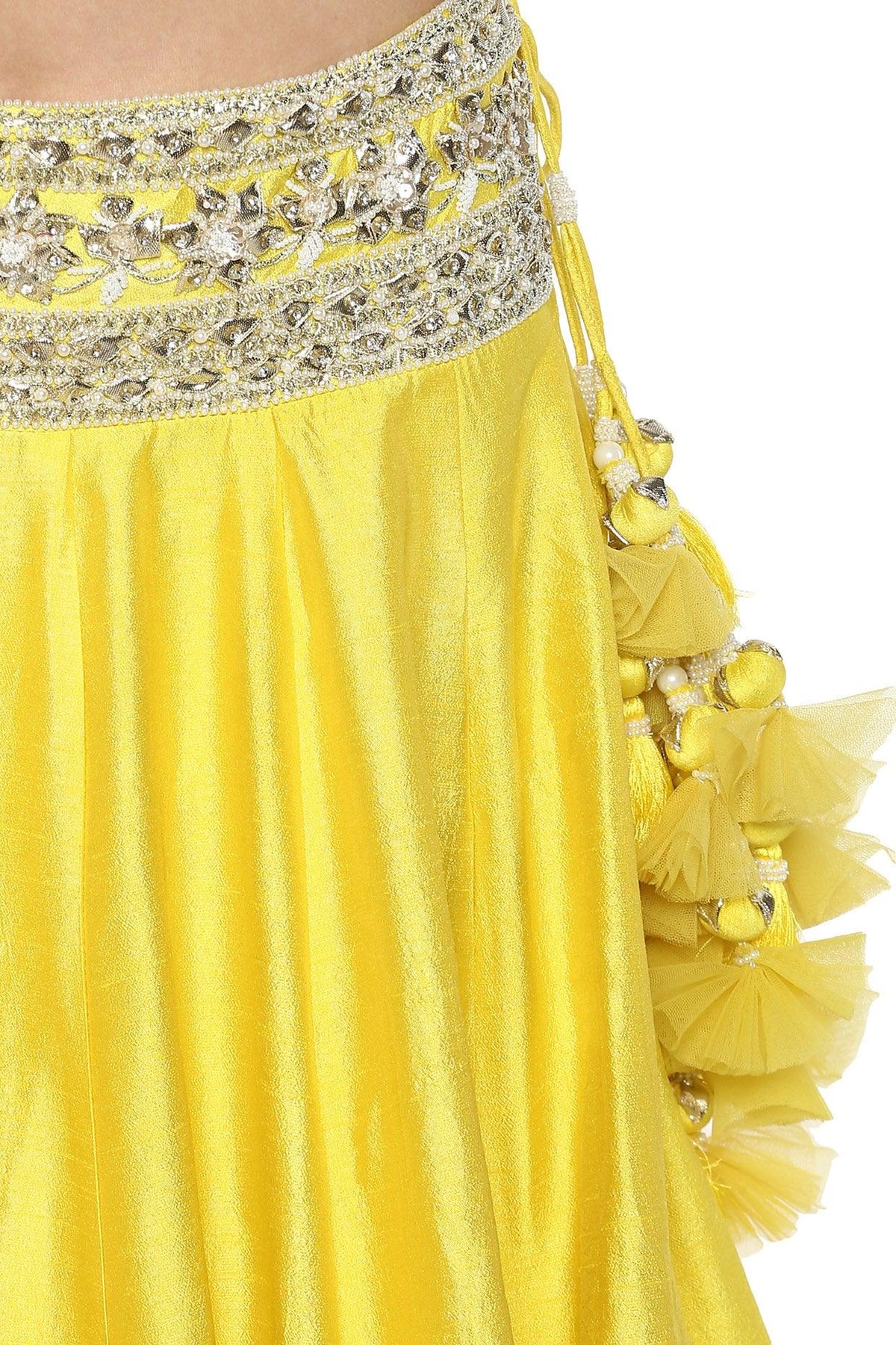 Bright Yellow Handcrafted Embroidered Lehenga Set - Preeti s kapoor