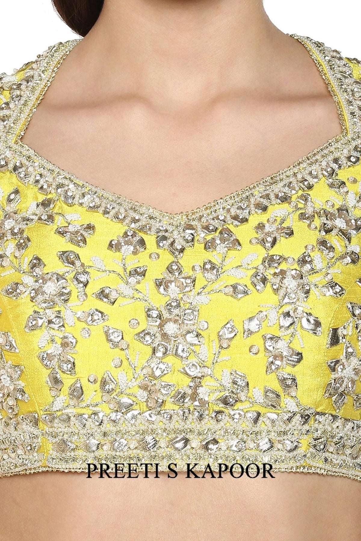 Bright Yellow Handcrafted Embroidered Lehenga Set - Preeti s kapoor