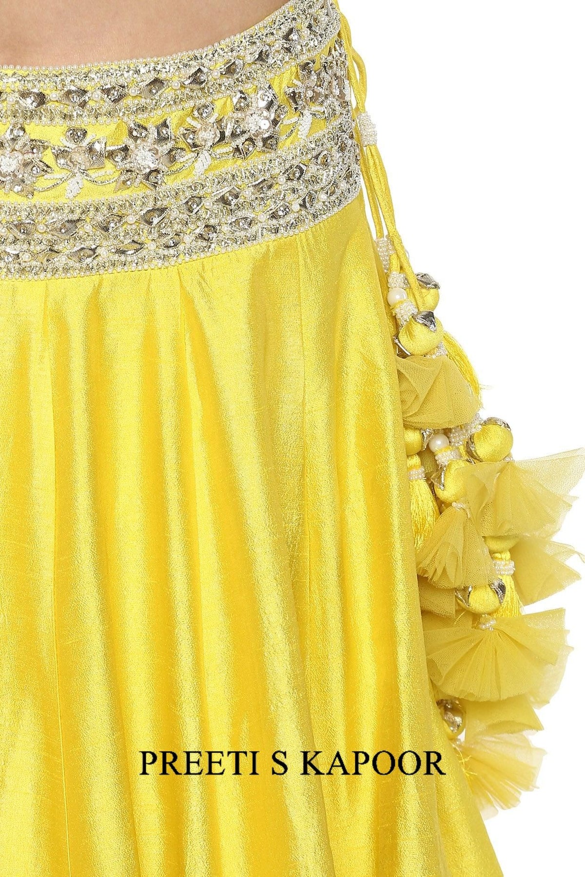 Bright Yellow Handcrafted Embroidered Lehenga Set - Preeti s kapoor