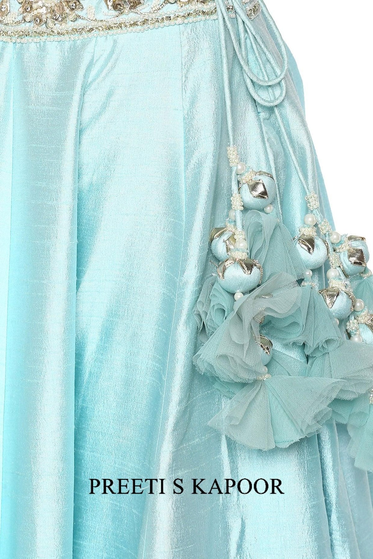 Sky Blue Handcrafted Embroidered Lehenga Set - Preeti s kapoor