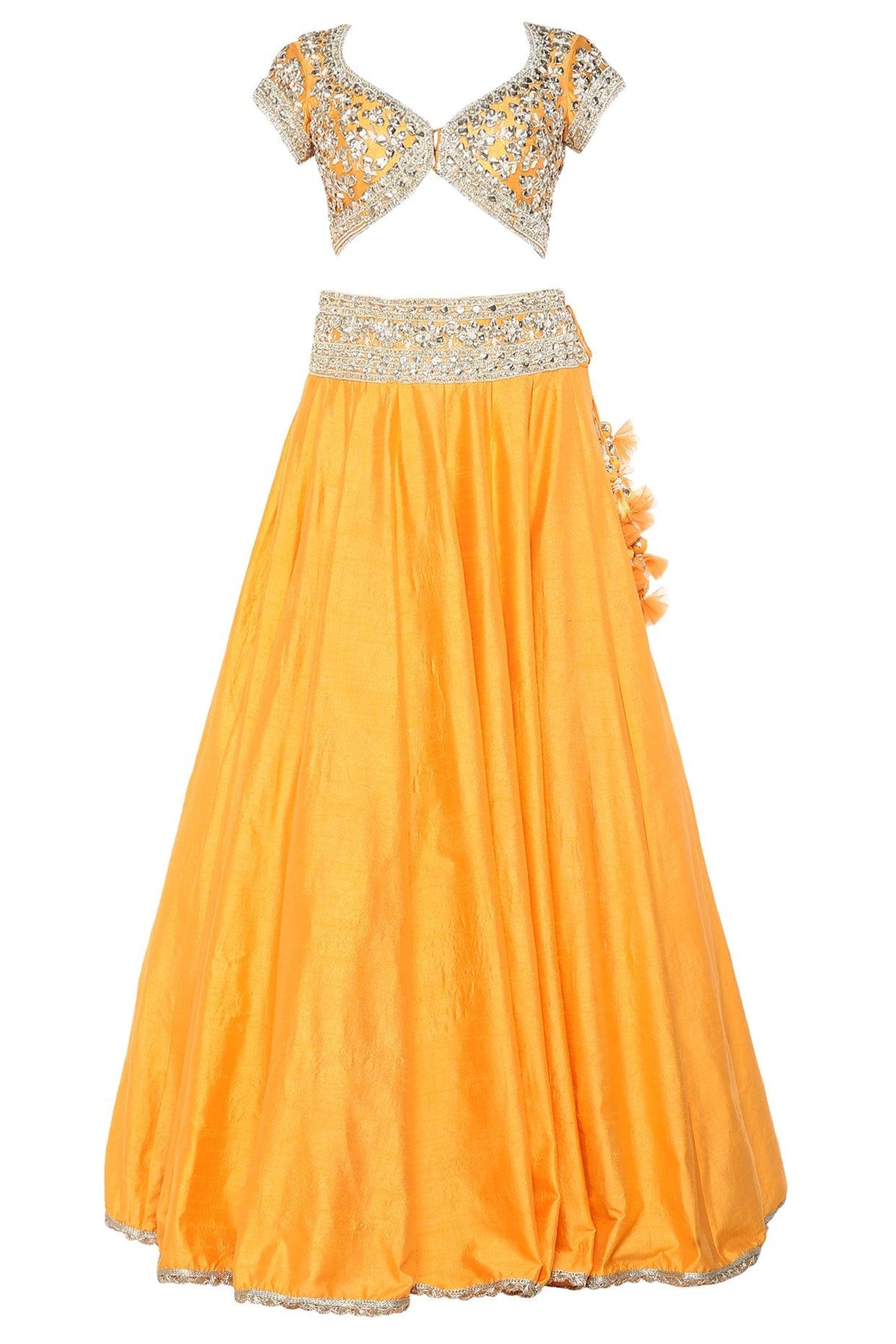 Orange Handcrafted Embroidered Lehenga Set - Preeti s kapoor