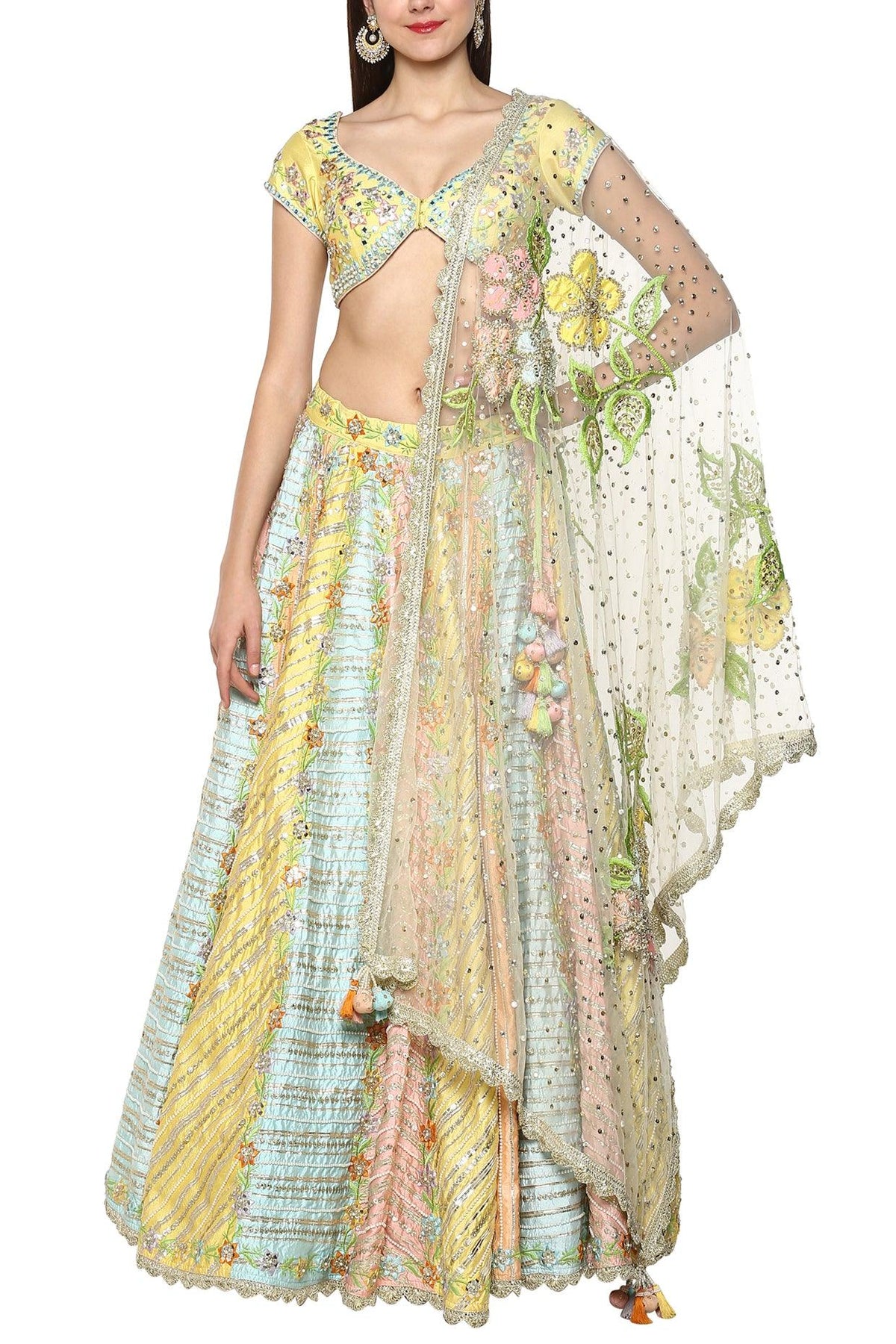 Multi Colored Handcrafted Embroidered Lehenga Set - Preeti s kapoor