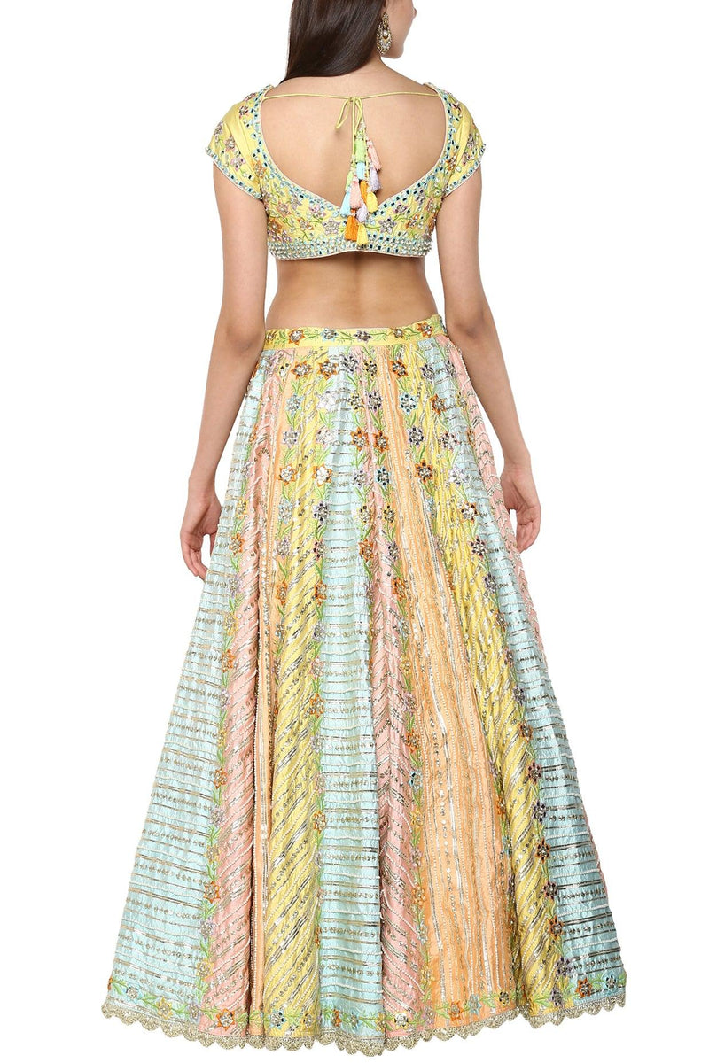 Multi Colored Handcrafted Embroidered Lehenga Set - Preeti s kapoor