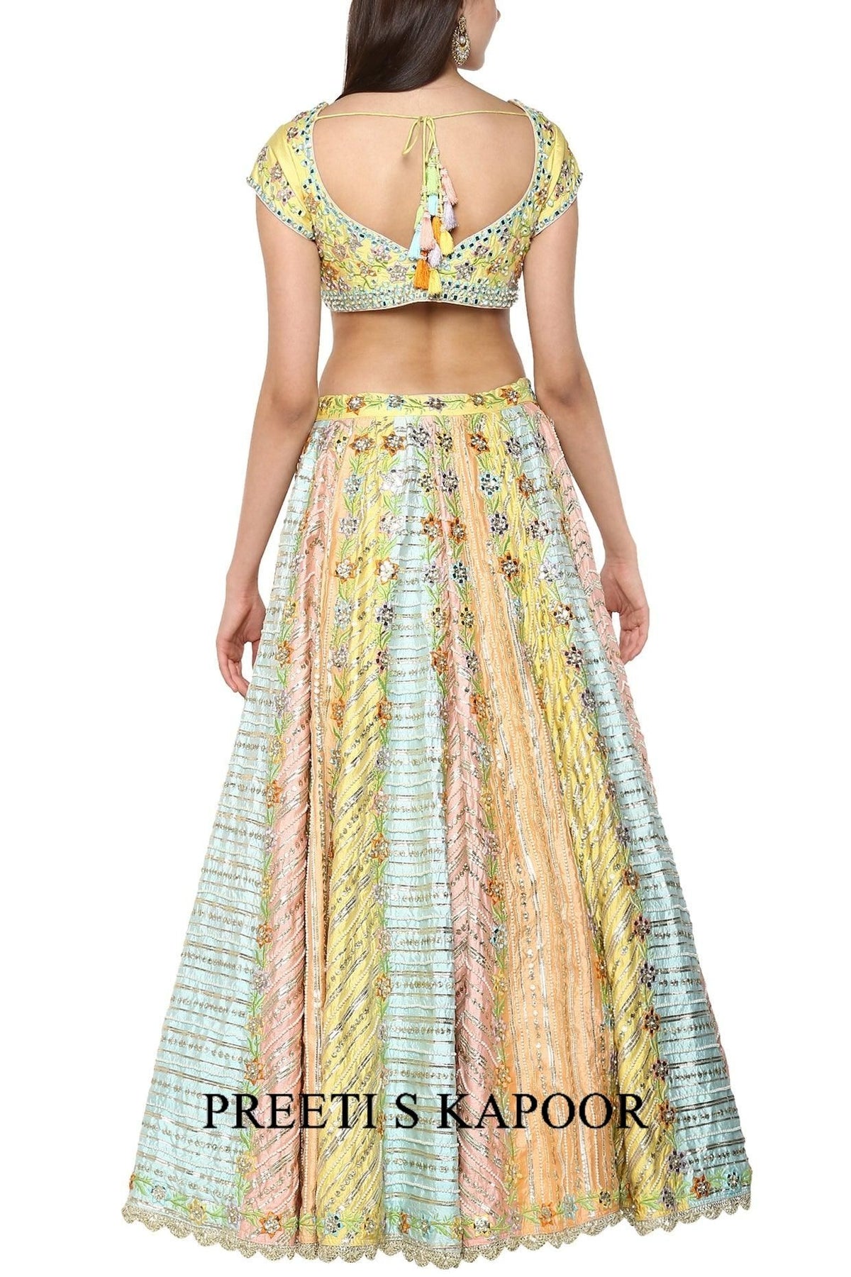 Multi Colored Handcrafted Embroidered Lehenga Set - Preeti s kapoor