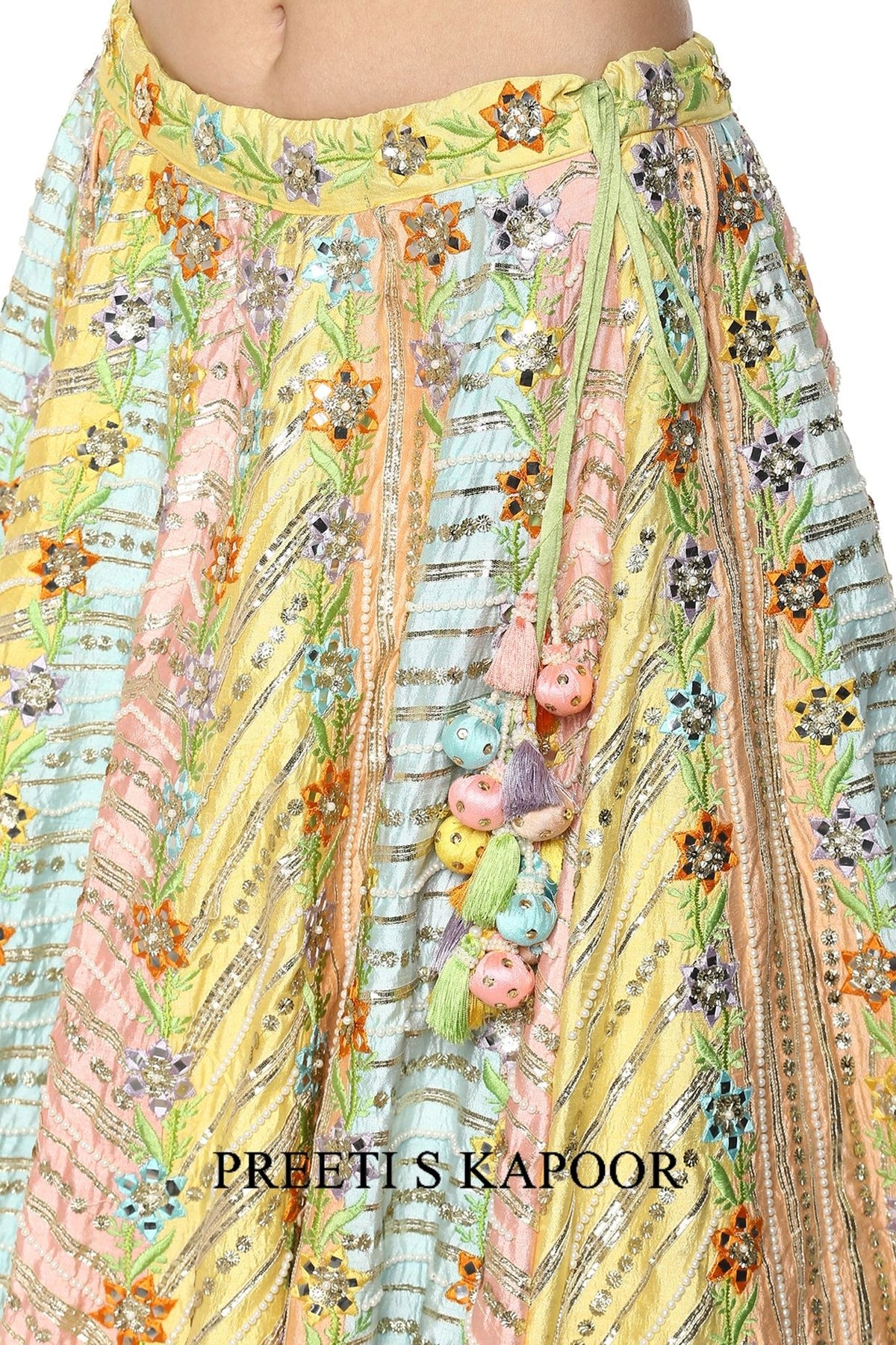 Multi Colored Handcrafted Embroidered Lehenga Set - Preeti s kapoor