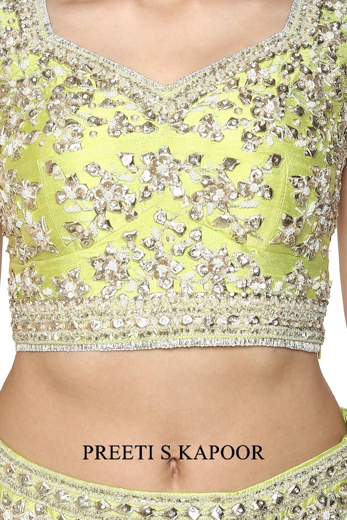 Green Handcrafted Embroidered Lehenga Set - Preeti s kapoor