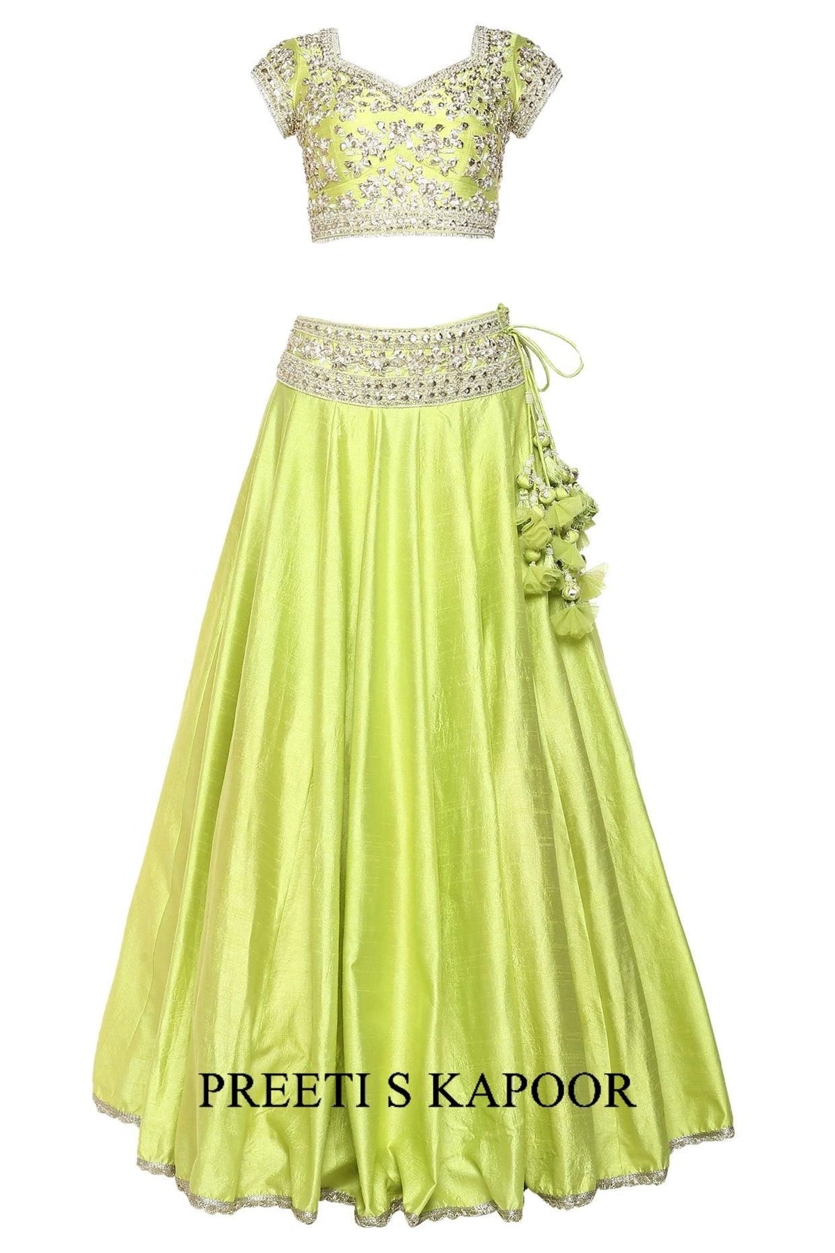 Green Handcrafted Embroidered Lehenga Set - Preeti s kapoor