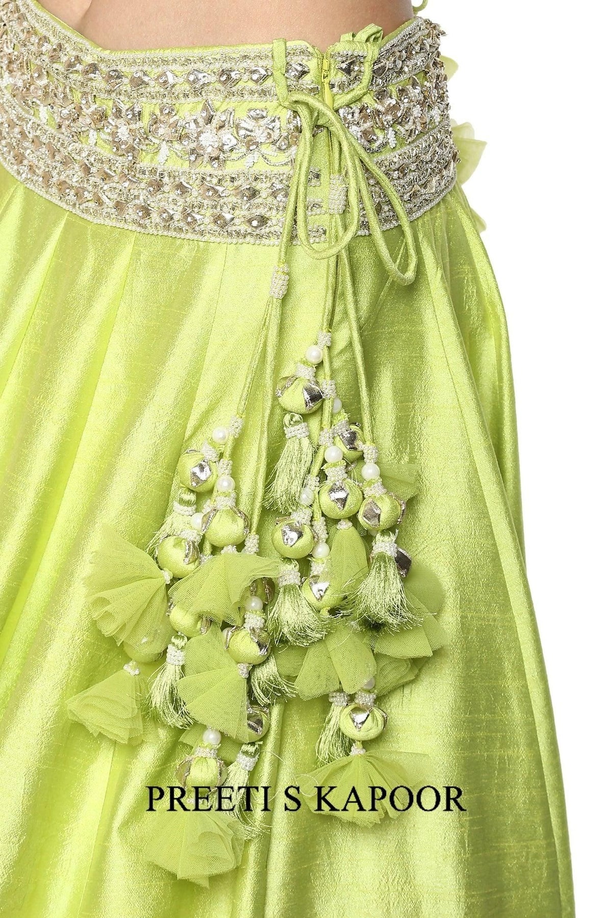 Green Handcrafted Embroidered Lehenga Set - Preeti s kapoor