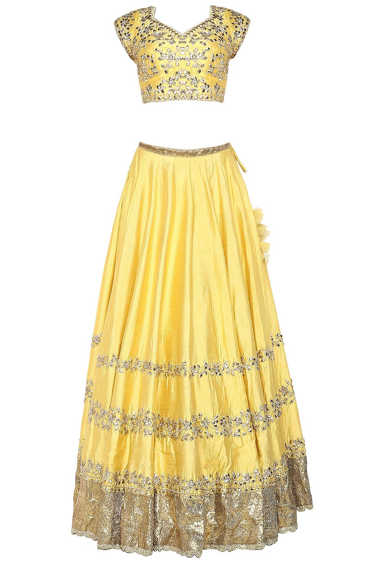 Yellow Handcrafted Embroidered Lehenga Set - Preeti s kapoor