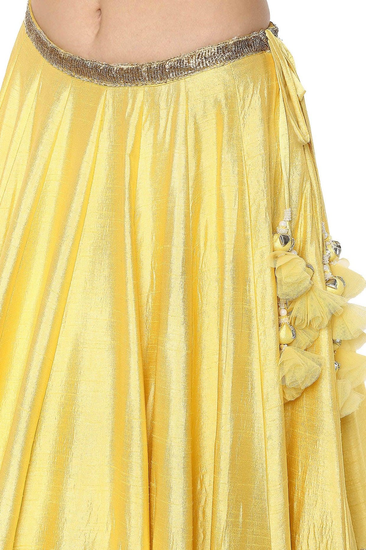 Yellow Handcrafted Embroidered Lehenga Set - Preeti s kapoor