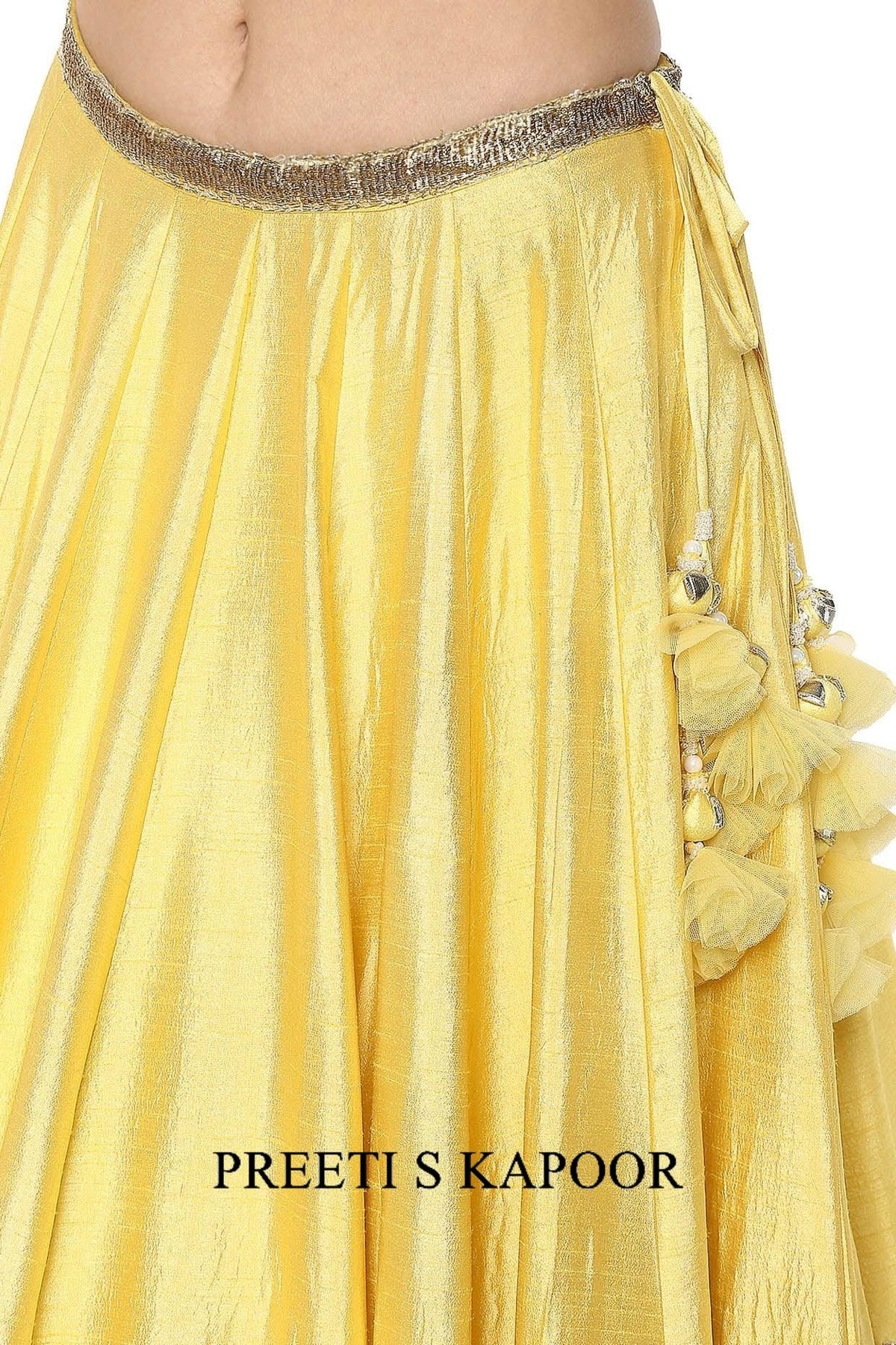 Yellow Handcrafted Embroidered Lehenga Set - Preeti s kapoor
