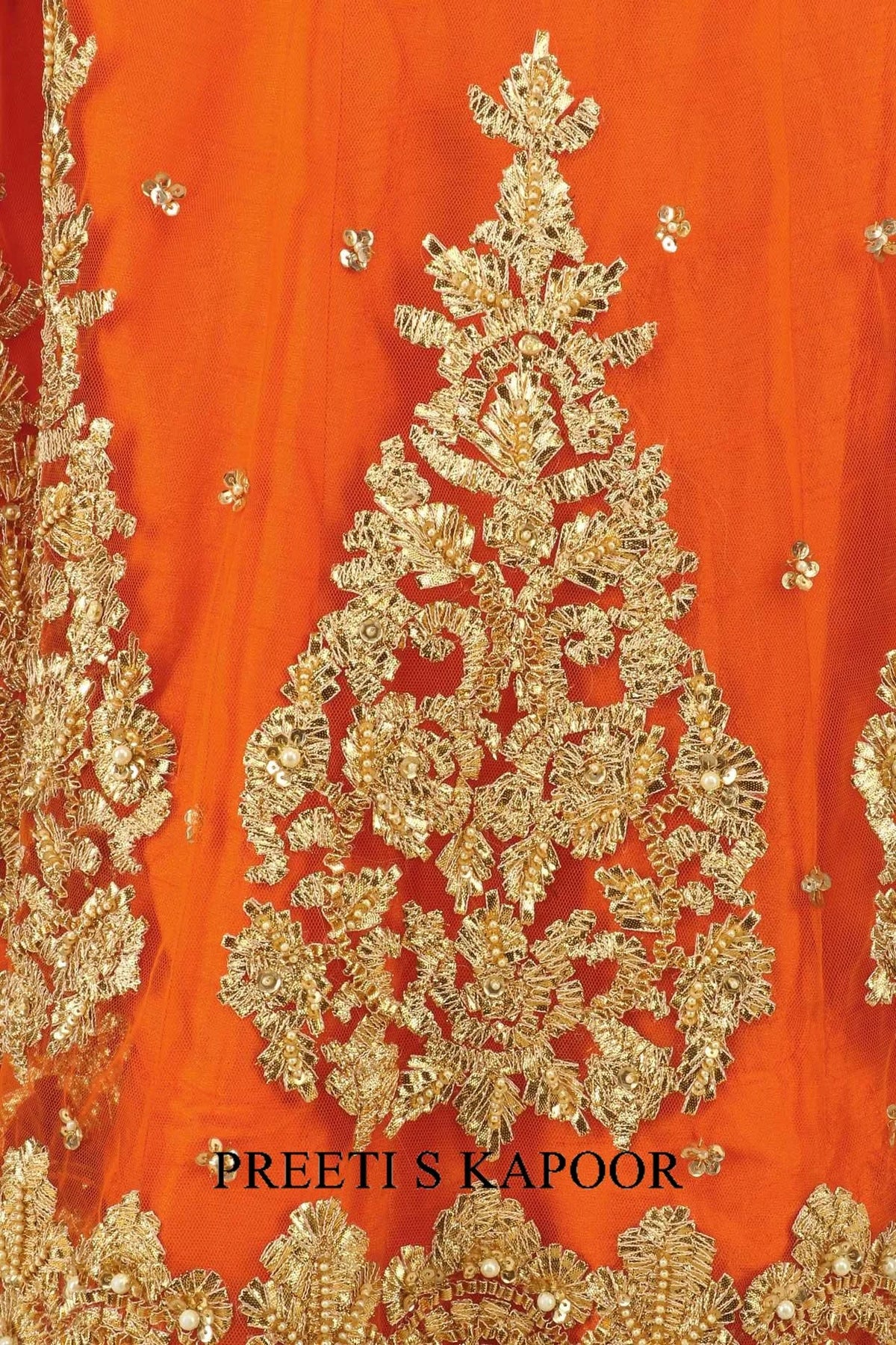 Orange And Gold Embroidered Sharara Set - Preeti S Kapoor