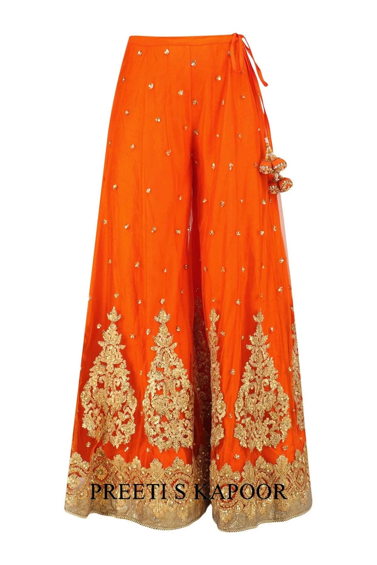 Orange And Gold Embroidered Sharara Set - Preeti S Kapoor