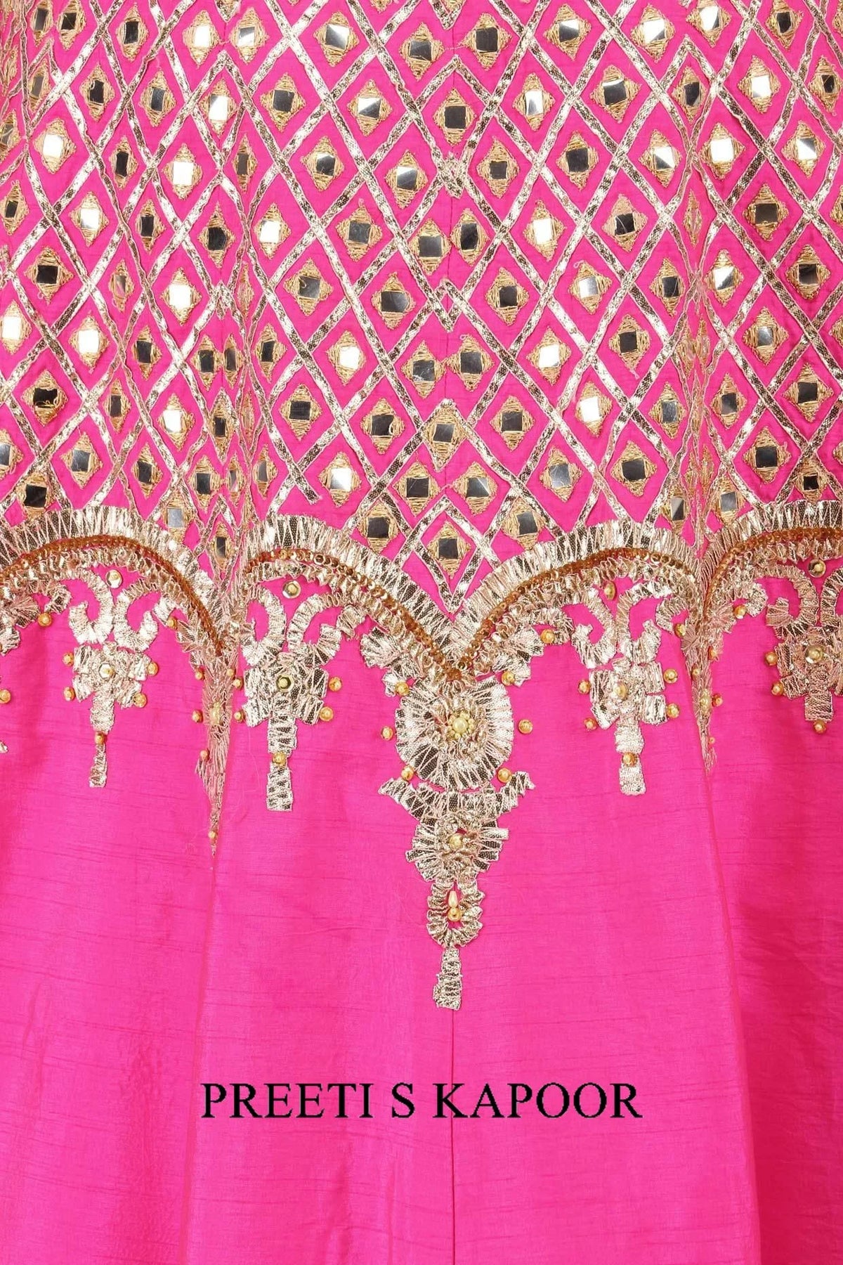 Fuchsia Pink And Gold Anarkali Set - Preeti S Kapoor