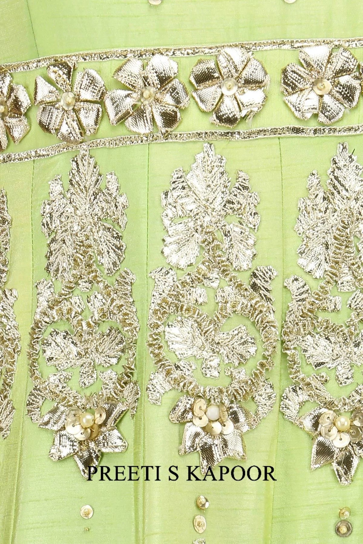 Green And Gold Embroidered Anarkali Set - Preeti S Kapoor