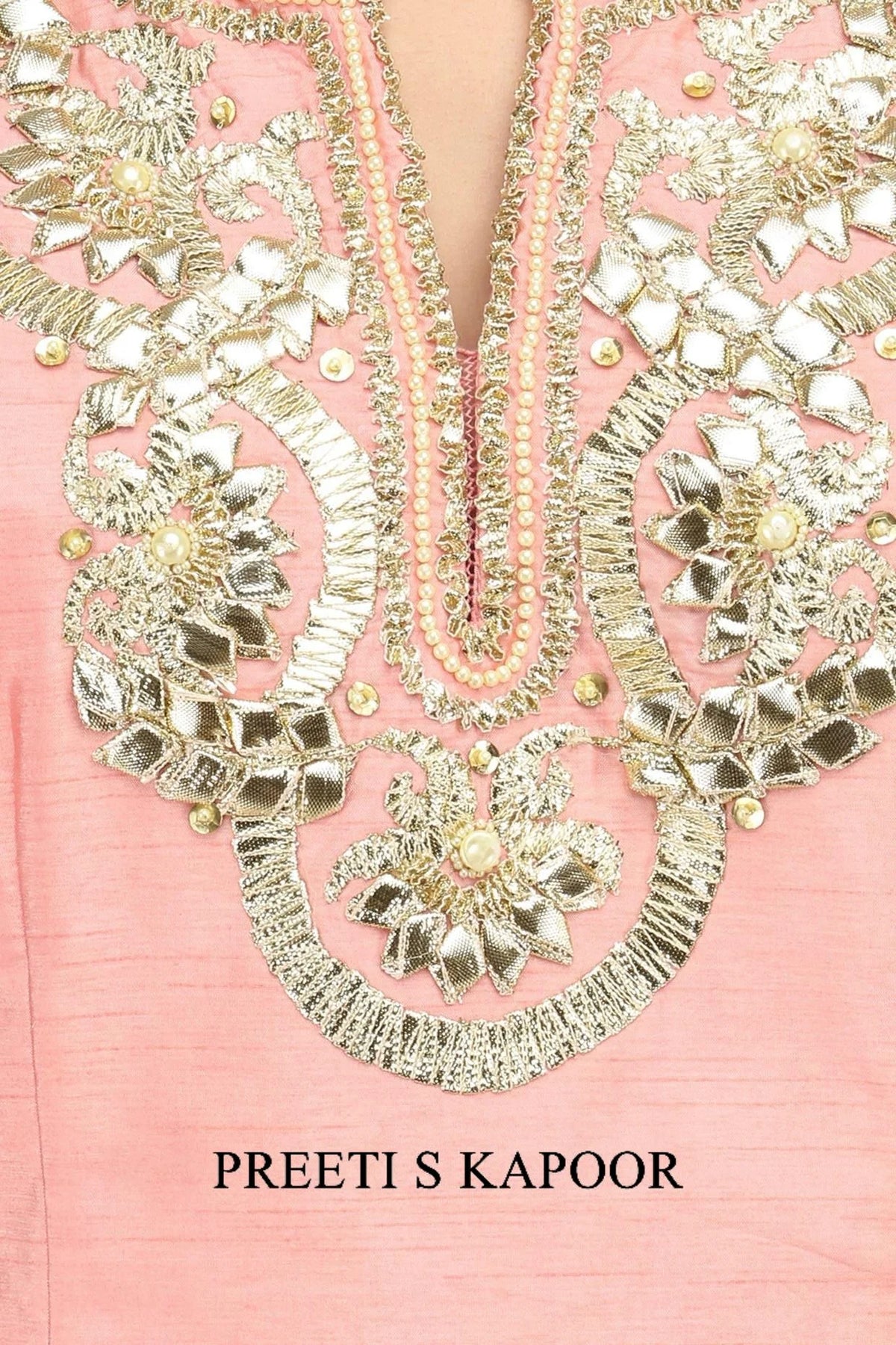 Light Pink And Gold Embroidered Sharara Pants - Preeti S Kapoor