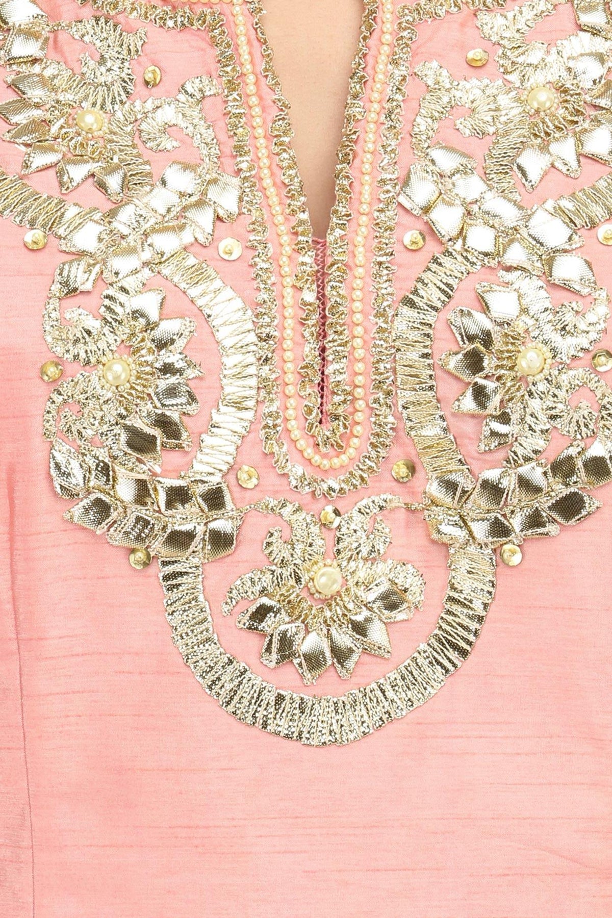Light Pink And Gold Embroidered Sharara Pants - Preeti s kapoor