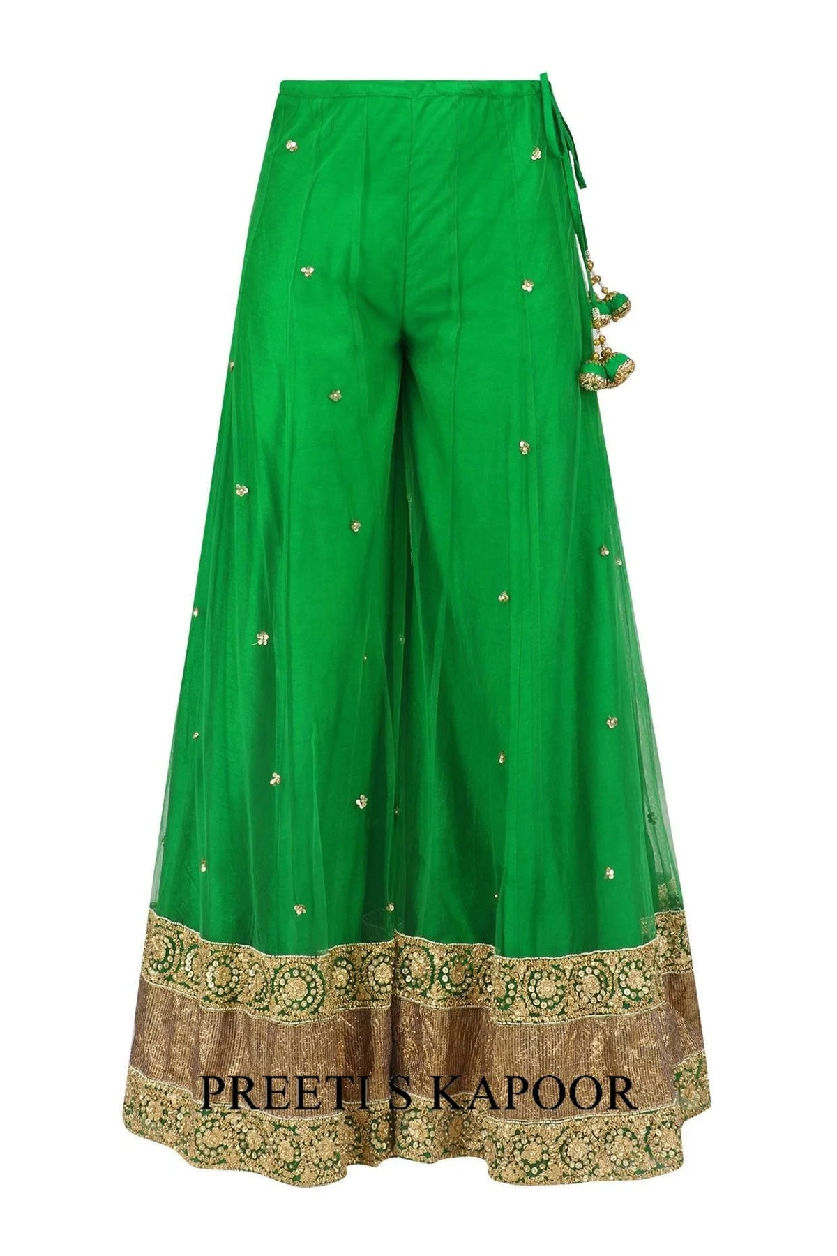Green And Gold Embroidered Sharara Set - Preeti S Kapoor