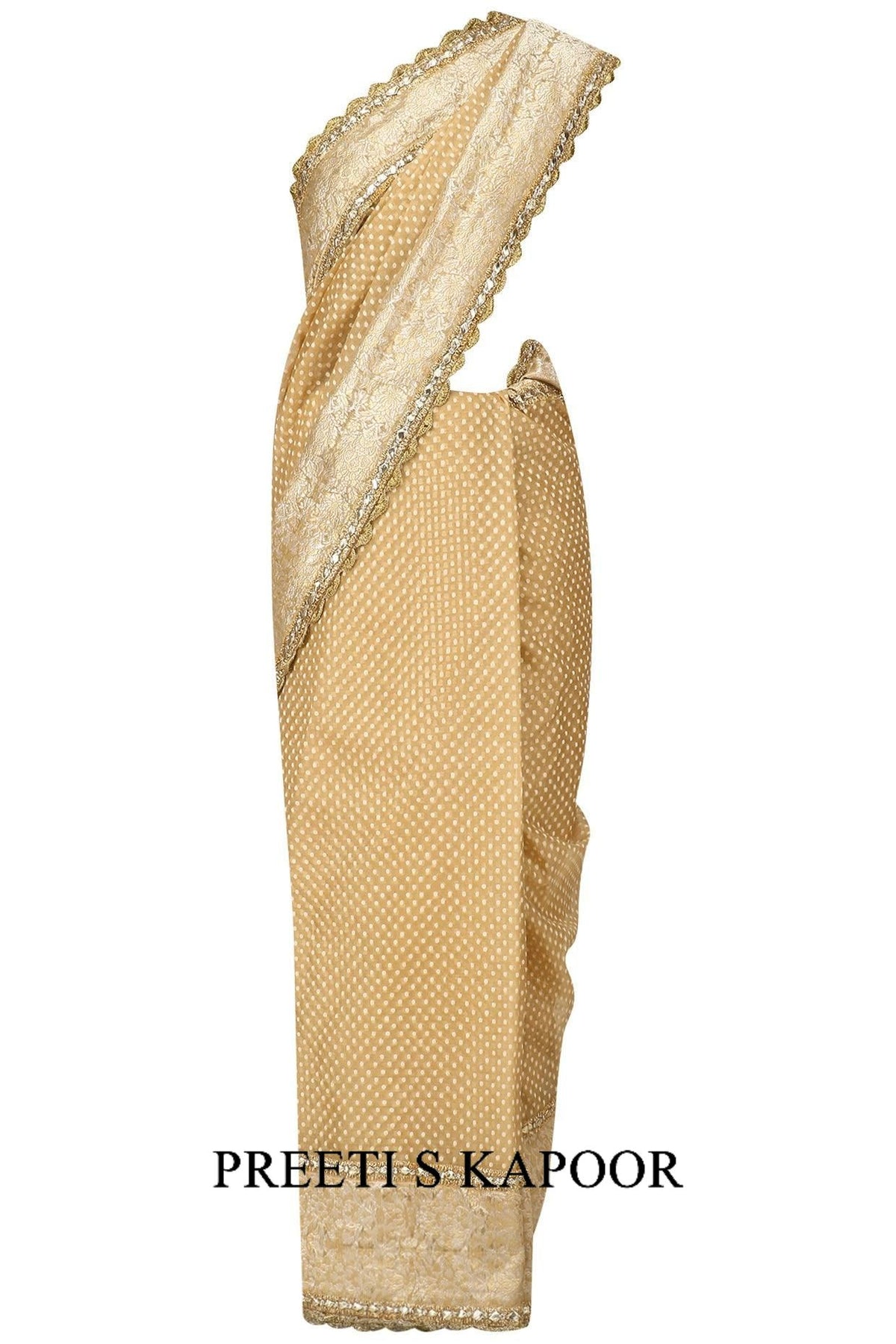 Gold Embroidered Saree With Heavy Gota Blouse - Preeti s kapoor
