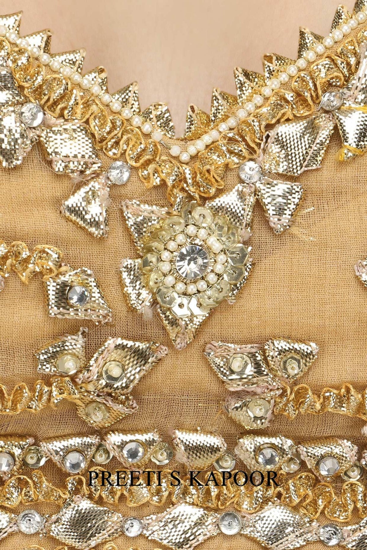 Gold Embroidered Saree With Heavy Gota Blouse - Preeti s kapoor