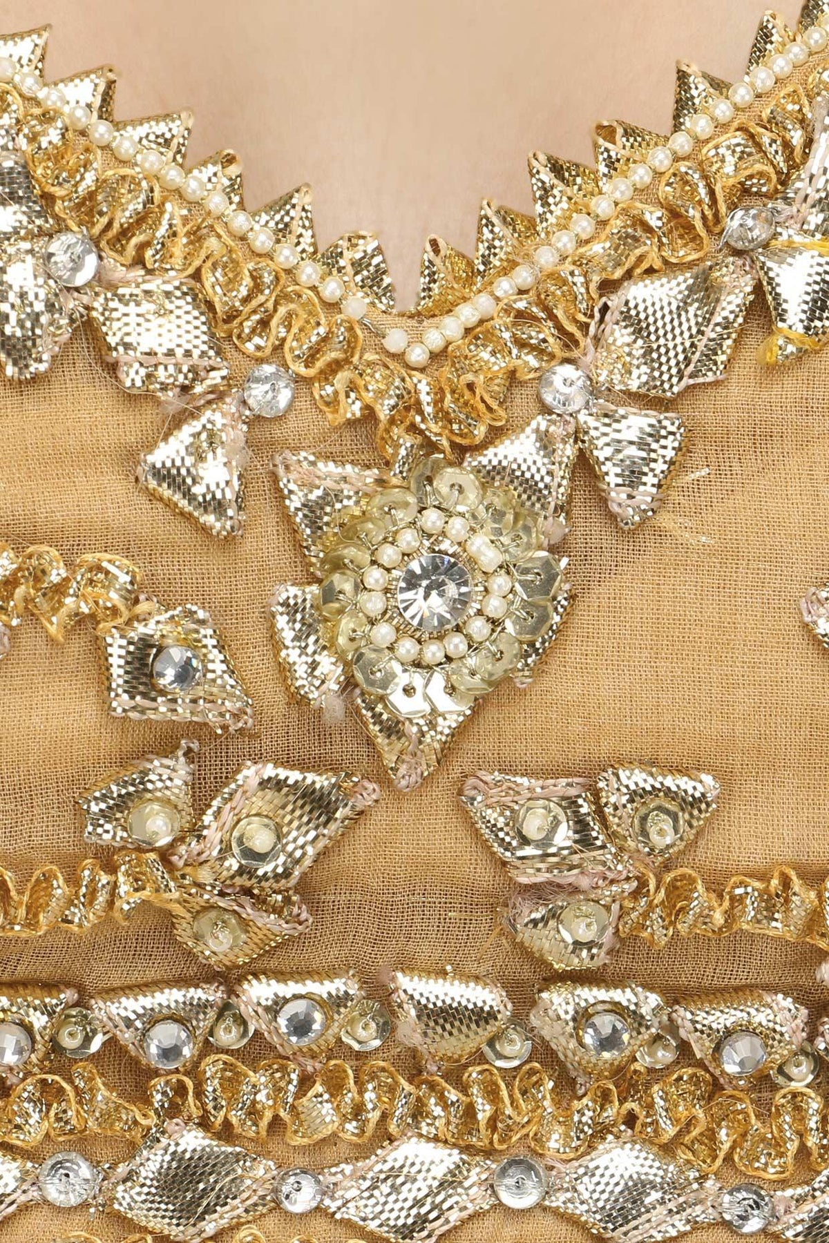 Gold Embroidered Saree With Heavy Gota Blouse - Preeti s kapoor