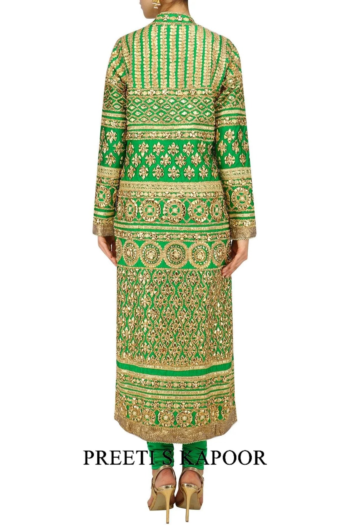 Green And Gold Embroidered Kurta Set - Preeti S Kapoor
