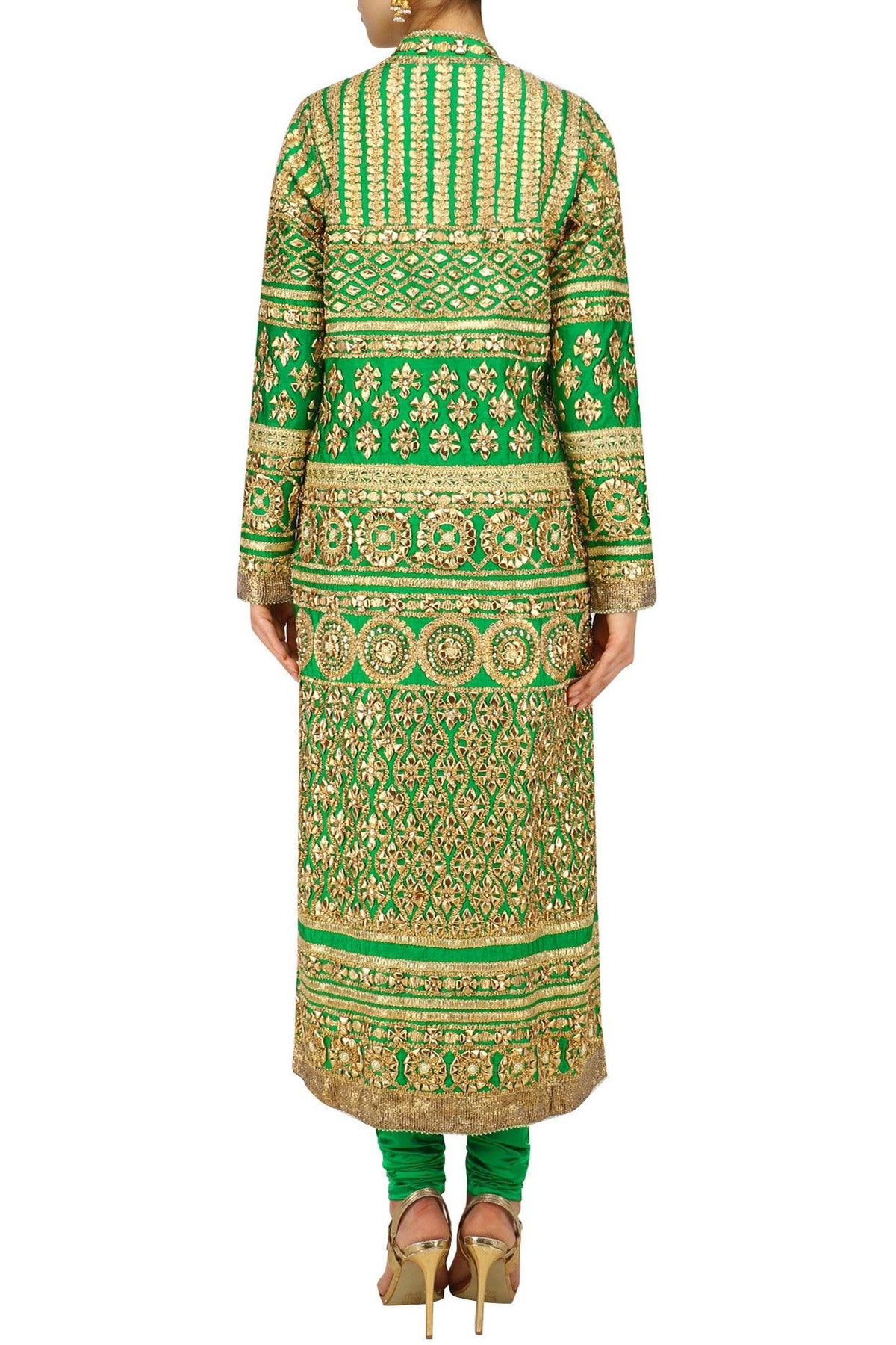 Green And Gold Embroidered Kurta Set - Preeti s kapoor