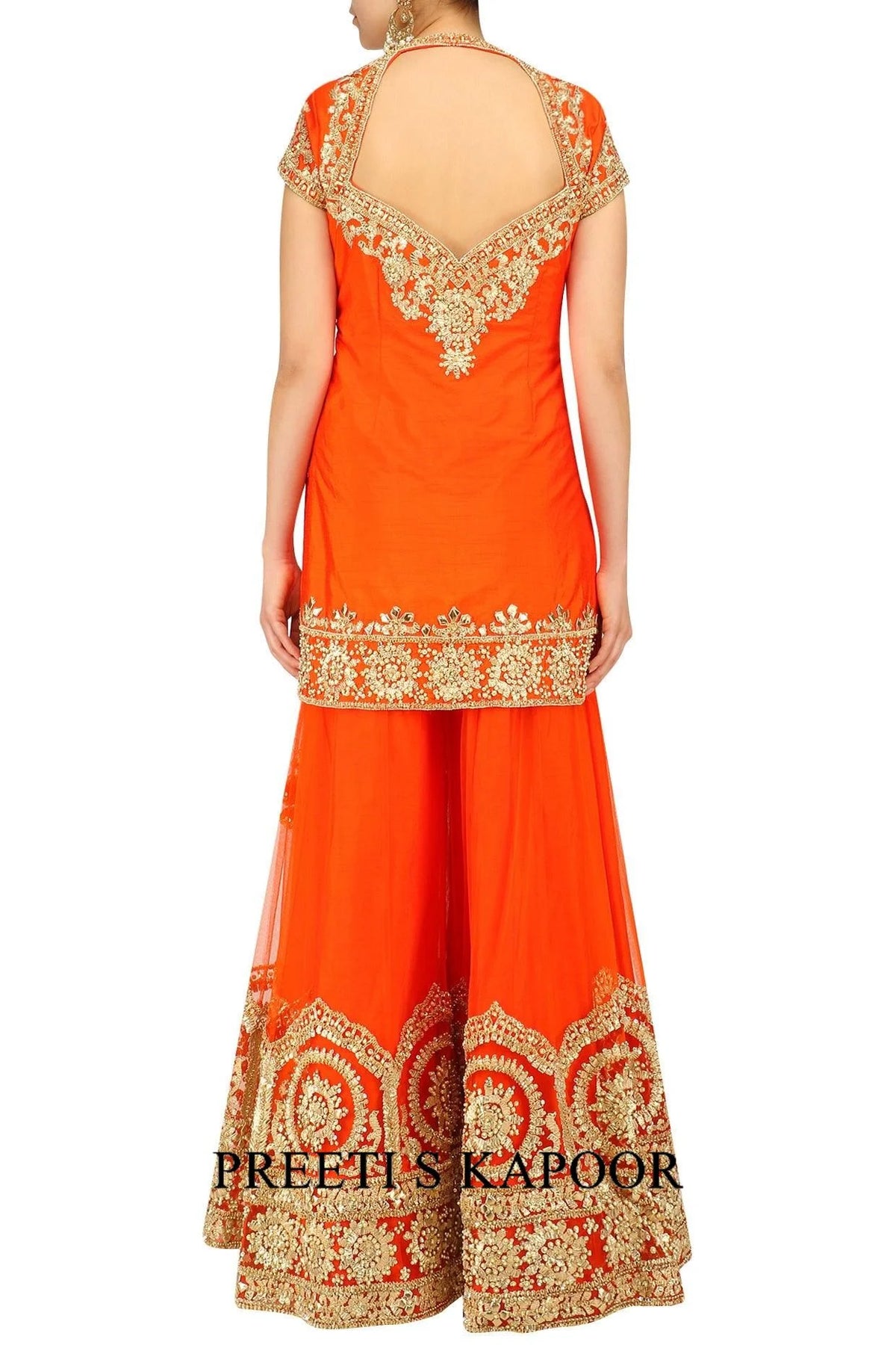 Orange Gota Patti Embroidered Sharara Set - Preeti S Kapoor