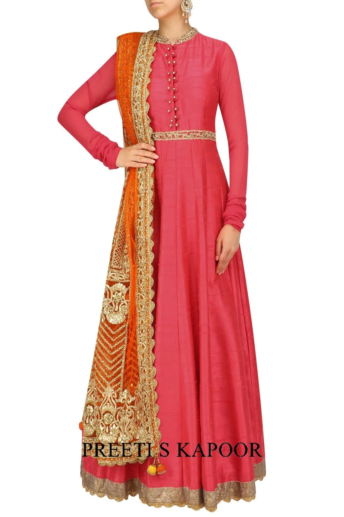 Rose Pink Embroidered Anarkali Set - Preeti S Kapoor