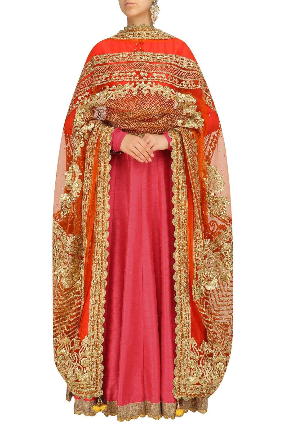 Rose Pink Embroidered Anarkali Set - Preeti s kapoor