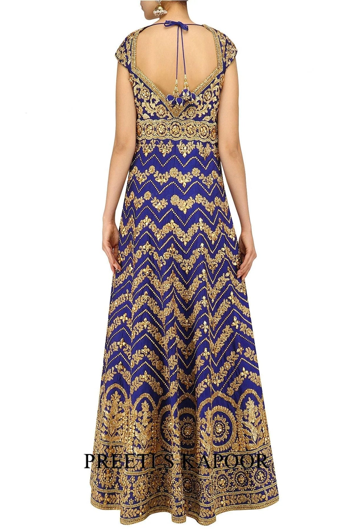 Blue Gota Patti Embroidered Anarkali Set - Preeti S Kapoor
