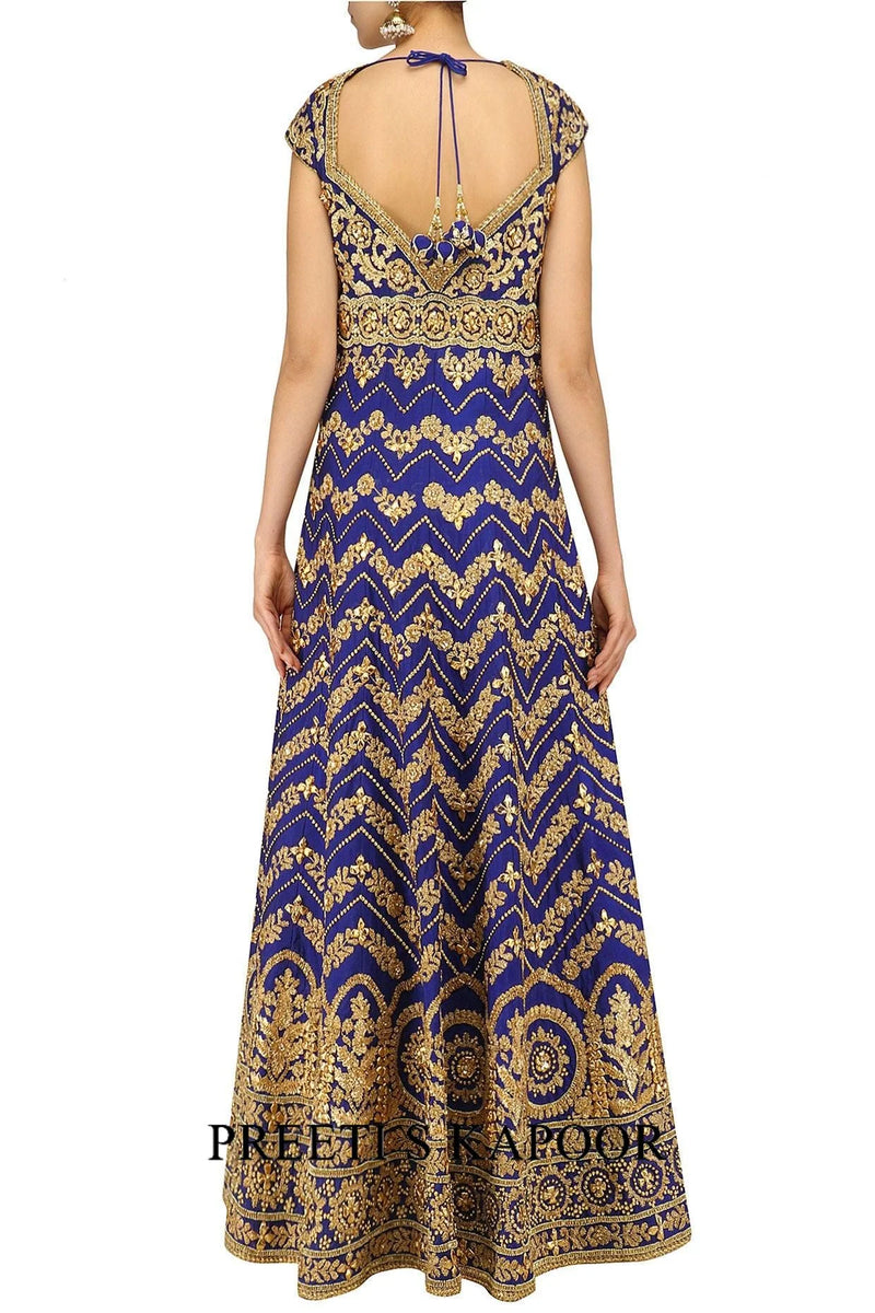 Blue Gota Patti Embroidered Anarkali Set - Preeti S Kapoor