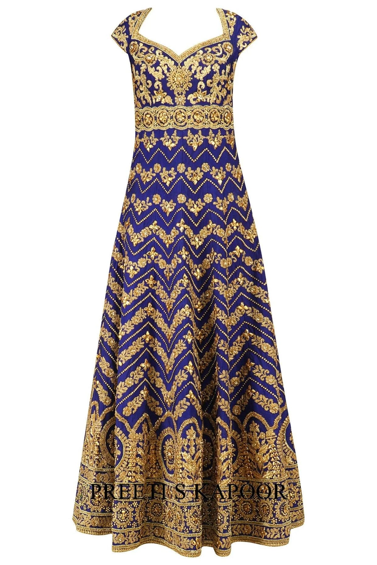 Blue Gota Patti Embroidered Anarkali Set - Preeti S Kapoor