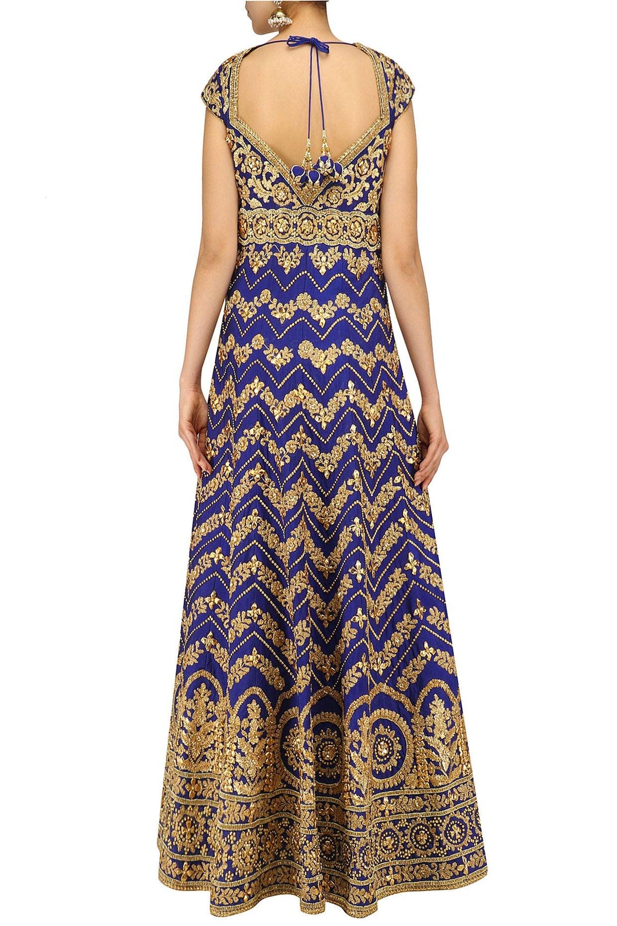 Blue Gota Patti Embroidered Anarkali Set - Preeti s kapoor